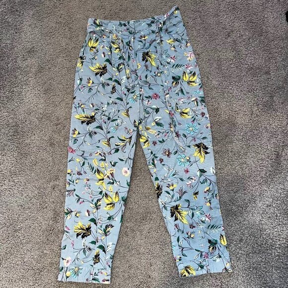 ANTHROPOLOGIE Floral Cargo Pants Jogger High Waist Snap Cuffs - Size 2 - Picture 1 of 10